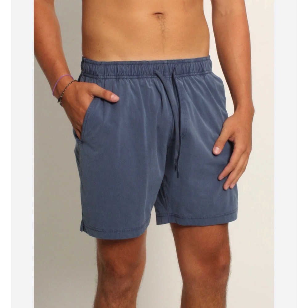 Quiet Storm Surf Shop Pigment Dyed Volley Shorts Blue Gray Size Small Drawstring